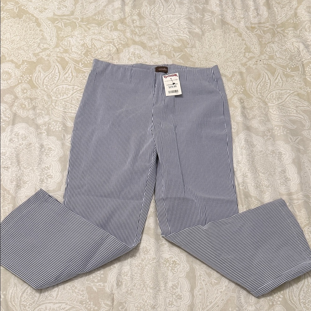T.J.Maxx blue and White Striped Cropped Pants